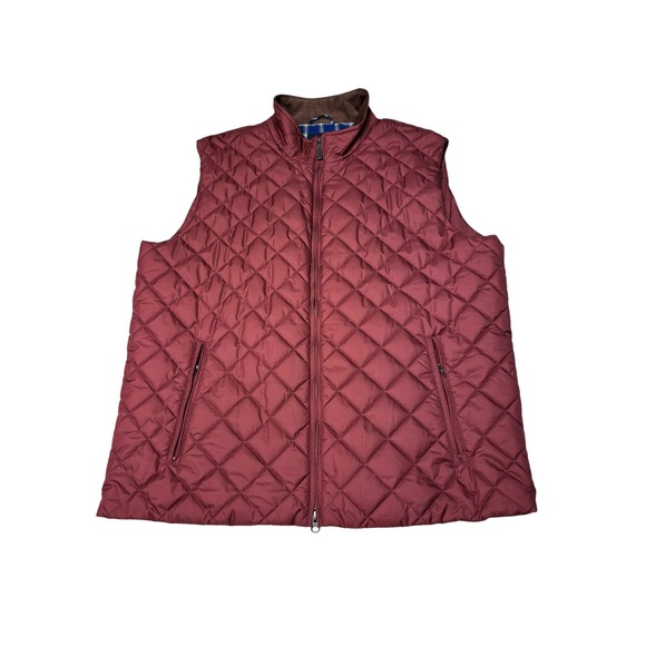 Brooks Brothers Other - Brooks Brothers Mens XL Quilted Vest Burgundy Thermore Plaid Lined Full Zip